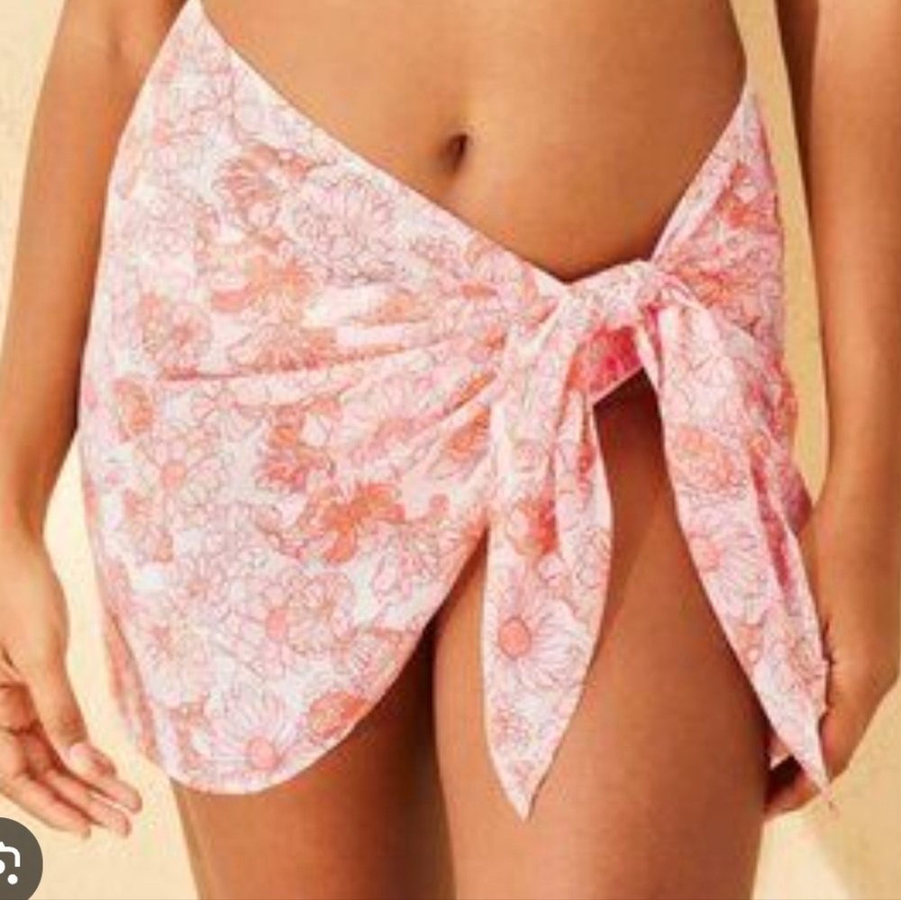 Shade & Shore Pink Floral Tie Sarong Cover-Up